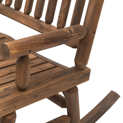Rocking chair in solid wood with armrests, dark brown
