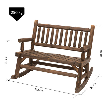Rocking chair in solid wood with armrests, dark brown