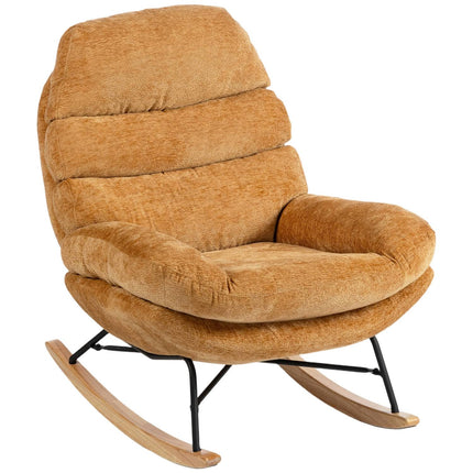 Rocking Chair with Steel Legs and Wood Base, Yellow