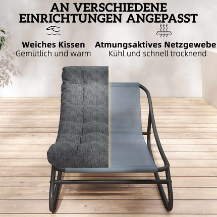Rocking Chair with Wide Mesh Seat and Thick Cushion, Gray