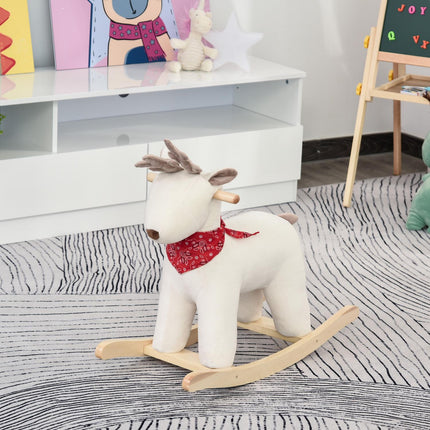 Plush rocking deer toy with sound, white, 36-72 months