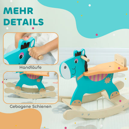 Rocking Donkey Baby Toy with Handles, 59x27x43 cm, Blue-Green