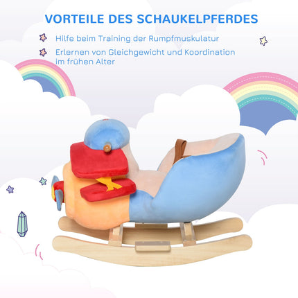 Children's rocking horse – Blue & Red, 60x33x45 cm