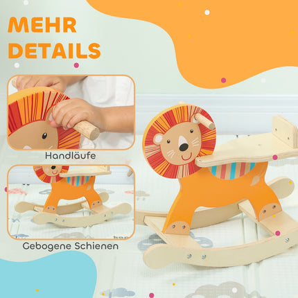 Rocking Horse, Lion Design, Wood, 25kg Capacity, Ages 2-5