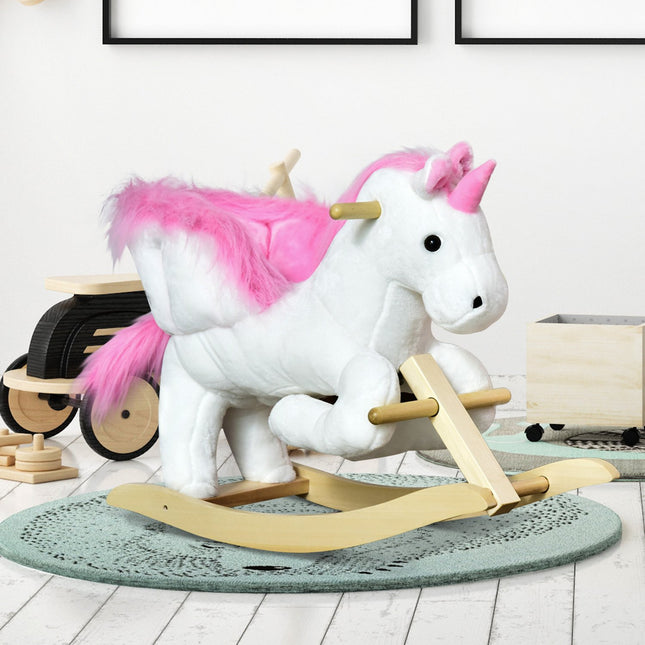 Children's pink & white rocking horse, 65 x 32 x 55 cm