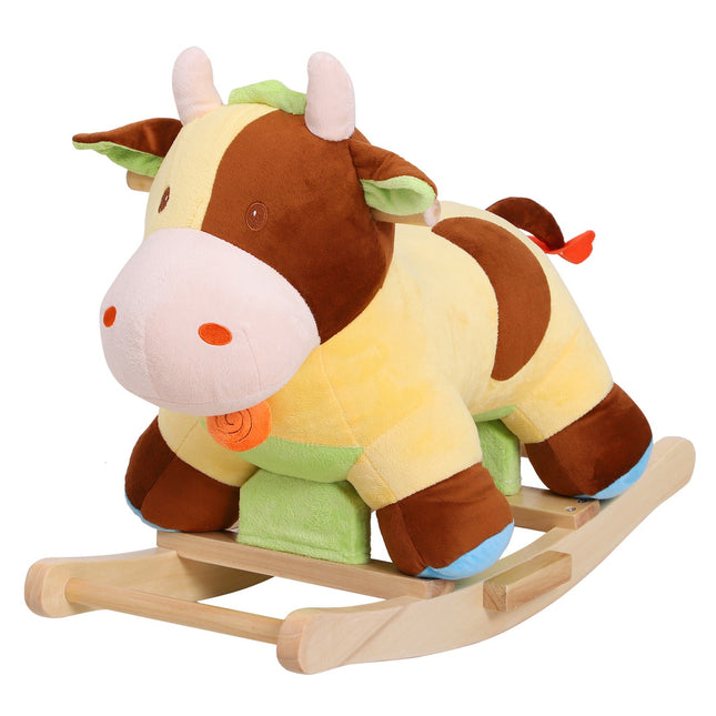 Brown & Yellow Baby Rocking Cow Toy - 60x34x46 Cm