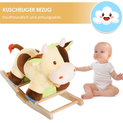 Brown & Yellow Baby Rocking Cow Toy - 60x34x46 Cm