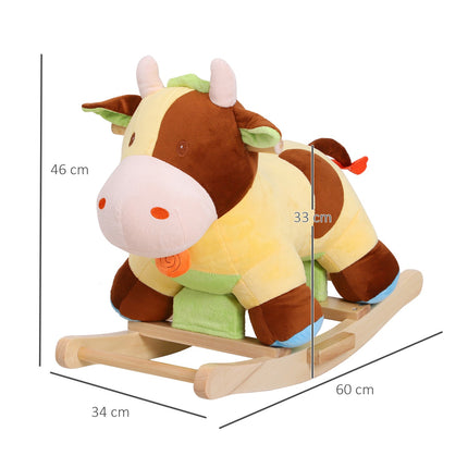 Brown & Yellow Baby Rocking Cow Toy - 60x34x46 Cm
