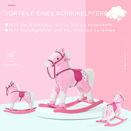 Pink rocking horse toy with sound, 74x28x65 cm