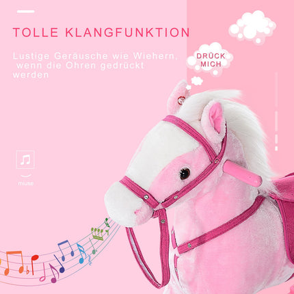 Pink rocking horse toy with sound, 74x28x65 cm