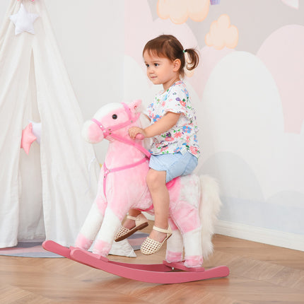 Pink rocking horse toy with sound, 74x28x65 cm