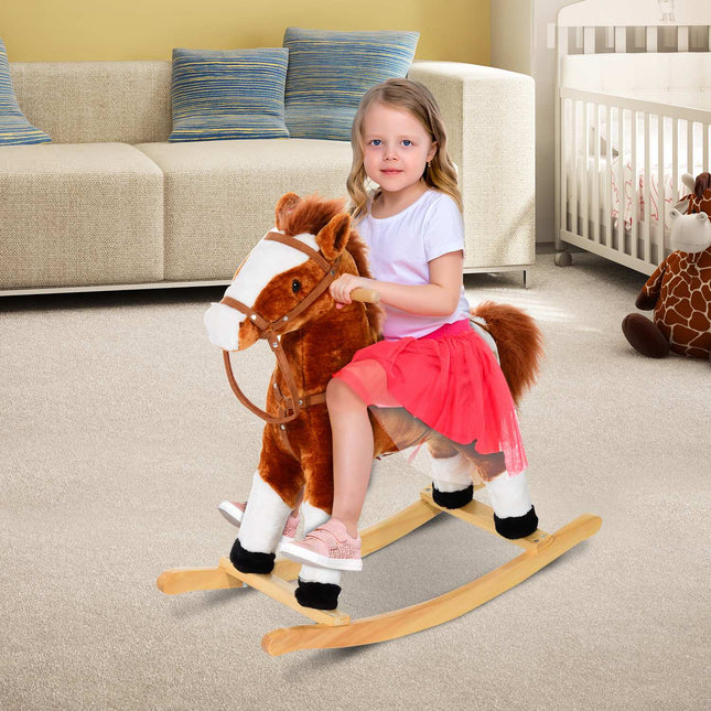 Brown rocking horse toy for children, 3+ years, 74x28x65cm