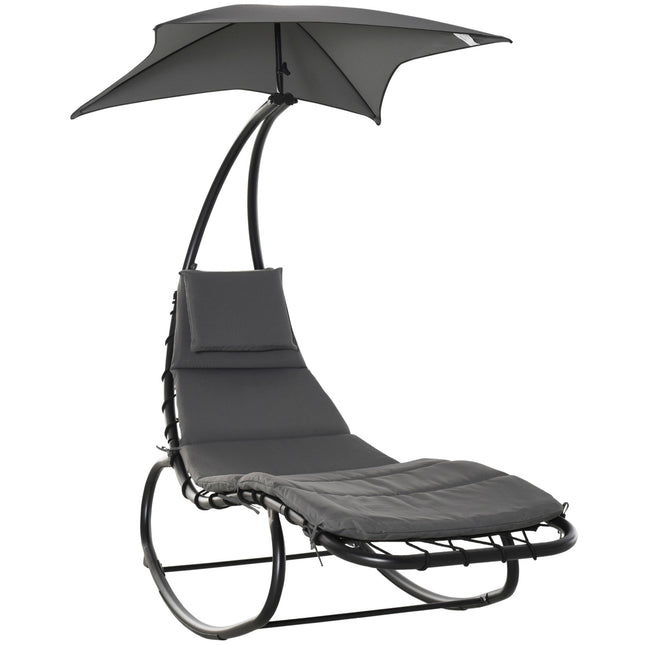 Rocking chair with roof for garden or office, dark grey