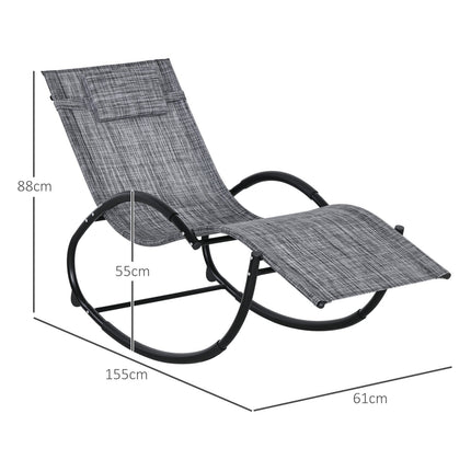 Gray rocking chair with cushion - 155 x 61 x 88 cm