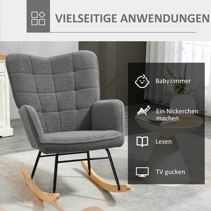 Rocking Accent Chair, dark gray berber fleece, 71x92x101 cm