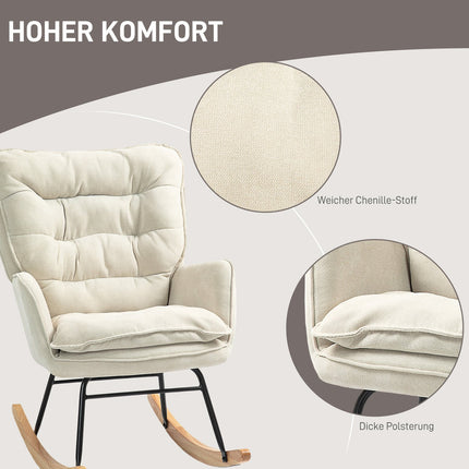 Beige Chenille-Look rocking chair, 120 kg Capacity, for bedrooms