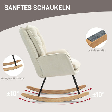 Beige Chenille-Look rocking chair, 120 kg Capacity, for bedrooms