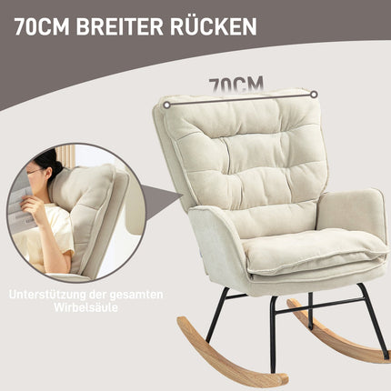 Beige Chenille-Look rocking chair, 120 kg Capacity, for bedrooms