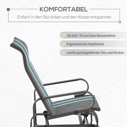 Schommelstoel tuinstoel relaxstoel 60x75x104cm metalen tuinschommel voor terras balkon met tekstregel