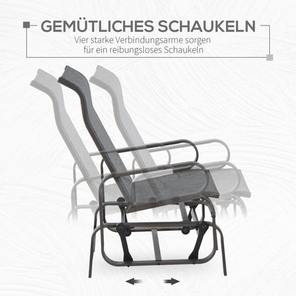 Schommelstoel tuinstoel relaxstoel 60x75x104cm metalen tuinschommel voor terras balkon met tekstregel