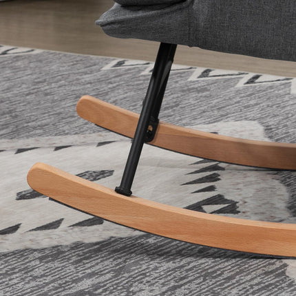 Rocking chair with linen look, 130 kg capacity, plus stool