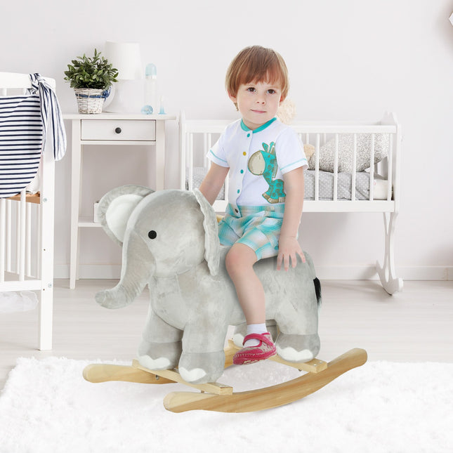 Swing toy with gray plush elephant with sound for ages 2-4