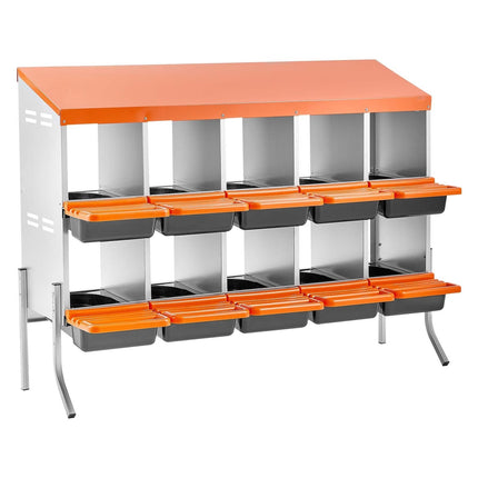Roll-Away Chicken Nesting Box, 10 Compartments, Legs