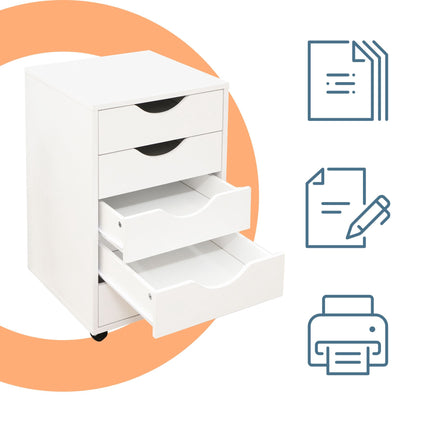 Roll Container with 5 Drawers, Mobile Office Storage