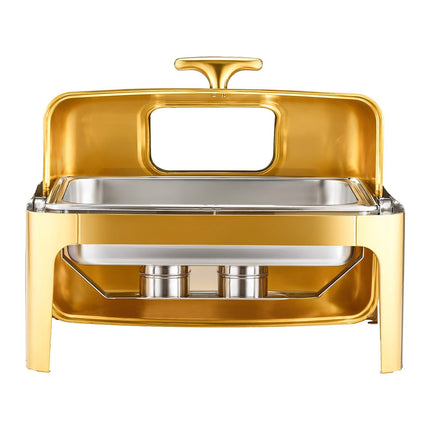 Roll Top Chafing Dish, 9 Qt Stainless Steel, Gold