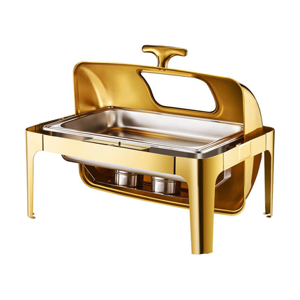 Roll Top Chafing Dish, 9 Qt Stainless Steel, Gold