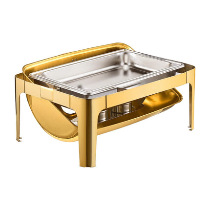 Roll Top Chafing Dish, 9 Qt Stainless Steel, Gold