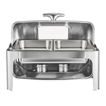 Roll Top Chafing Dish Set, 9 Qt, Stainless Steel, 2 Pans