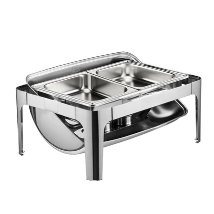 Roll Top Chafing Dish Set, 9 Qt, Stainless Steel, 2 Pans