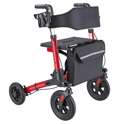 Rollator Walker With Seat, 3-Fold Aluminum, 300 lb
