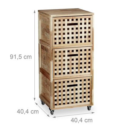 Roll container 3 compartments walnut
