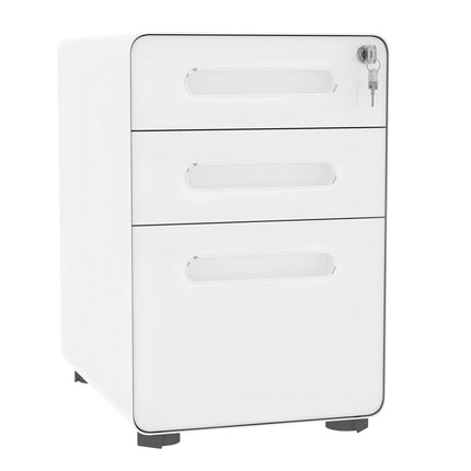 Office filing cabinet - 3-drawer steel, white, 39x48x59cm