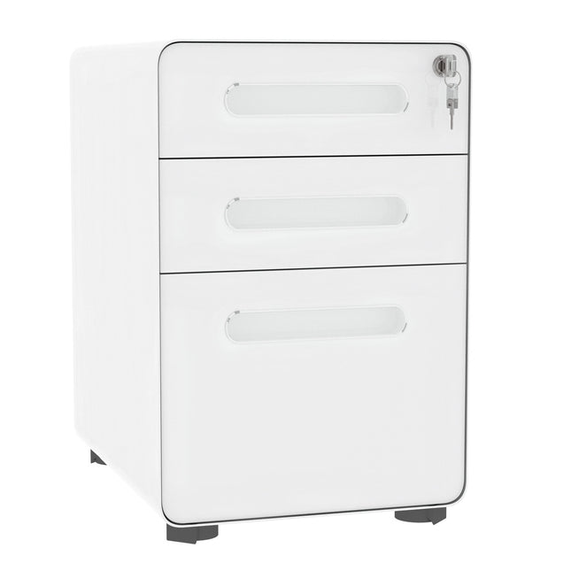 Office filing cabinet - 3-drawer steel, white, 39x48x59cm