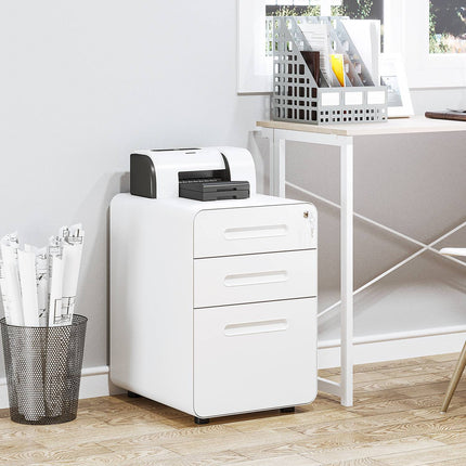 Office filing cabinet - 3-drawer steel, white, 39x48x59cm