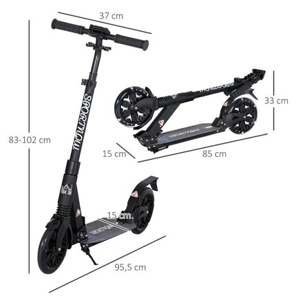 Height adjustable scooter with shock absorption system