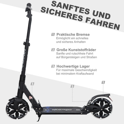 Height adjustable scooter with shock absorption system