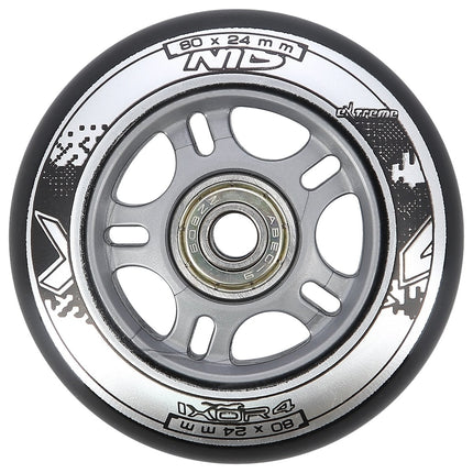 Roller Skate Wheels 80x24mm Black, ABEC-9 Bearings Set