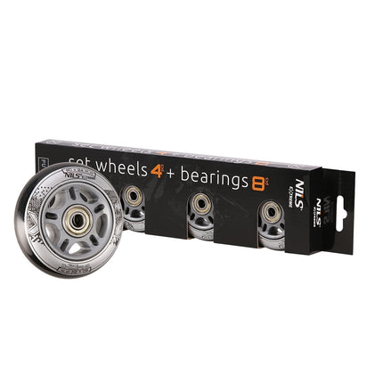 Roller Skate Wheels 80x24mm Black, ABEC-9 Bearings Set