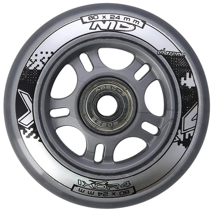 Roller Skate Wheels 80x24mm, Clear, ABEC-7 Bearings Set