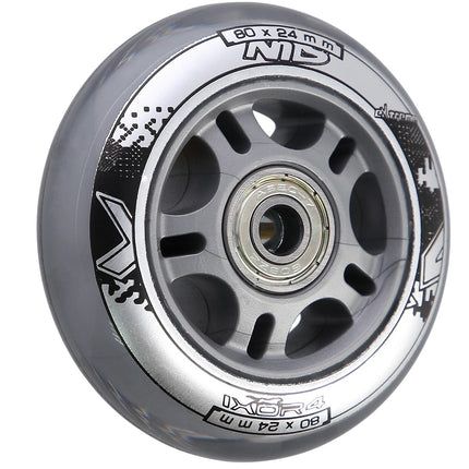Roller Skate Wheels 80x24mm, Clear, ABEC-7 Bearings Set