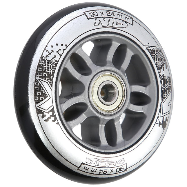 Roller Skate Wheels 90x24 82A Black + ABEC-9 Bearings Set