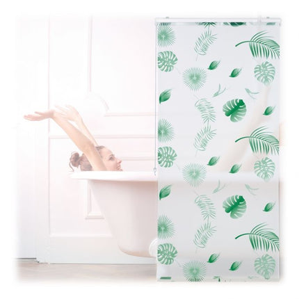 Roller blind for shower Leaves green