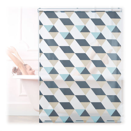 Roller blind for shower with geometric design