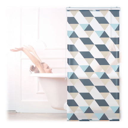 Roller blind for shower with geometric design