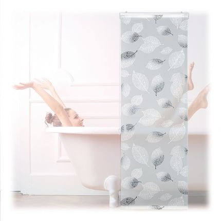 Roller blind for shower with leaf design