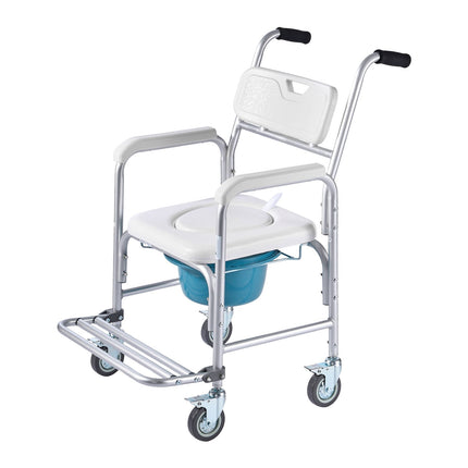 Rolling Bedside Commode Chair, 4-in-1, 159 kg Capacity
